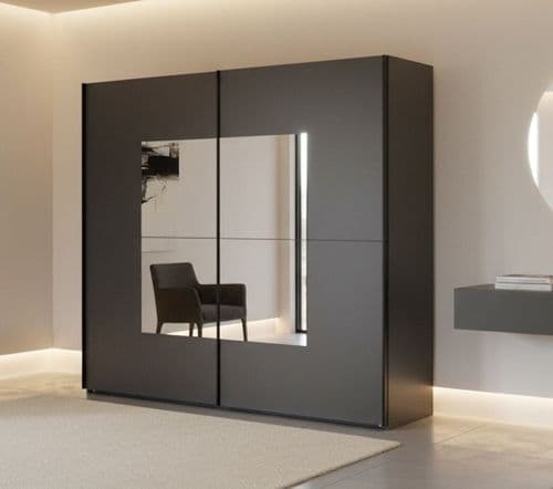 Orlando Grey Large 219cm Mirrored Sliding Door Wardrobe - 8XGGA102