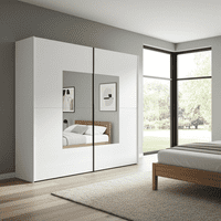 Orlando White Large 219cm Mirrored Sliding Door Wardrobe - 8XIKA202
