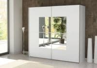Orlando White Large 219cm Mirrored Sliding Door Wardrobe - 8XIKA202