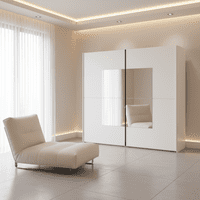 Orlando White Large 219cm Mirrored Sliding Door Wardrobe - 8XIKA202