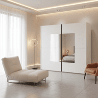 Orlando White Large 219cm Mirrored Sliding Door Wardrobe - 8XIKA202