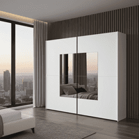 Orlando White Large 219cm Mirrored Sliding Door Wardrobe - 8XIKA202
