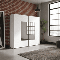 Orlando White Large 219cm Mirrored Sliding Door Wardrobe - 8XIKA202