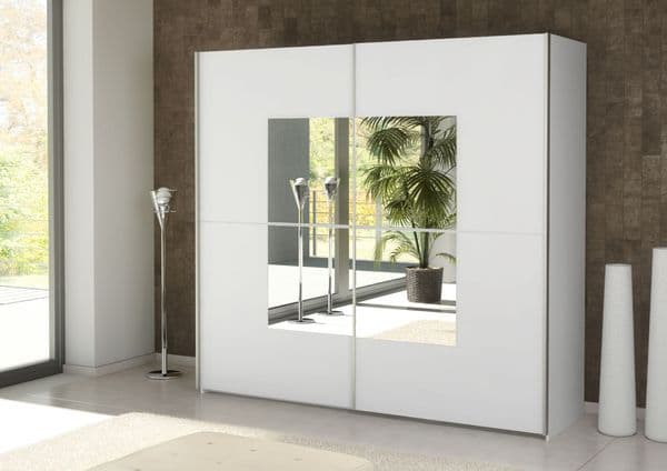 Orlando White Large 219cm Mirrored Sliding Door Wardrobe - 8XIKA202