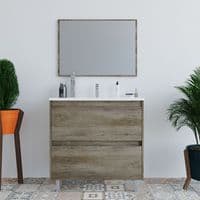 Paco 800mm Oak Effect 2 Drawer Bathroom Vanity Cabinet with Sink And Mirror -305040H/SO