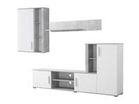 Parma Concrete Grey Effect And White Entertaiment Media Centre Wall TV Cabinet - 11008782 S/O