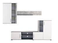 Parma Concrete Grey Effect And White Entertaiment Media Centre Wall TV Cabinet - 11008782 S/O