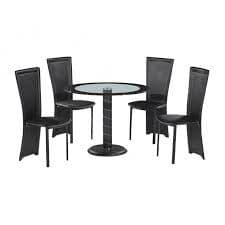 Perpignan Glass With Black Circular Dining Set 17LD387