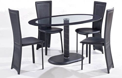 Perpignan Glass With Black Oval Dining Set 17LD386
