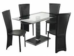 Perpignan Glass With Black Rectangular Dining Set 17LD388