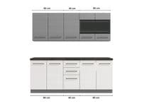 Petra 200cm Kitchen White Gloss and Grey Cupboards 11012311