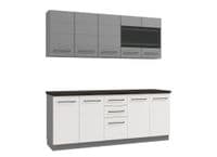 Petra 200cm Kitchen White Gloss and Grey Cupboards 11012311