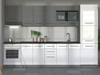 Petra 200cm Kitchen White Gloss and Grey Cupboards 11012311