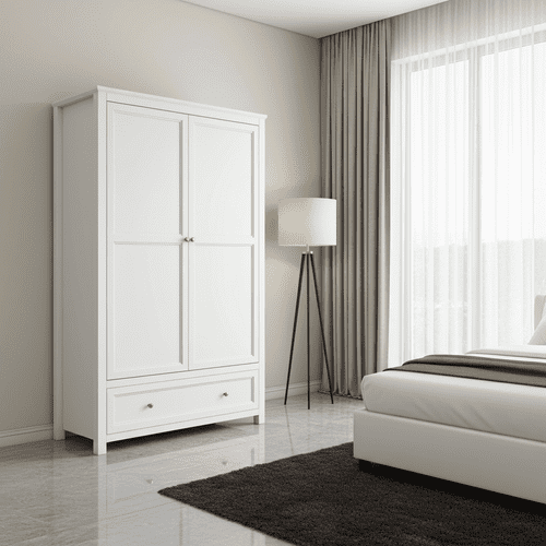 Phantom Matte White Panelled 2 Door Wardrobe - LD26