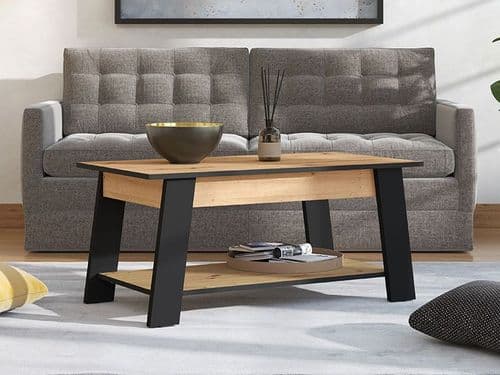 Piave Industrial Artisan Oak Effect And Black Coffee Table - 11013083 S/O