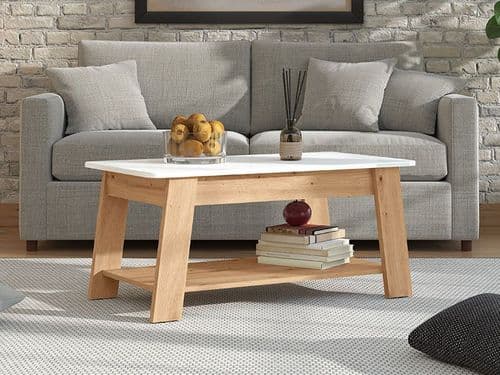 Piave Industrial Artisan Oak Effect And White Coffee Table - 11013082 S/O