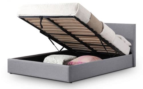 Pozzuoli Modern Crisp Light Grey Fabric Lift-Up Storage Bed King Size Bed 18JB439