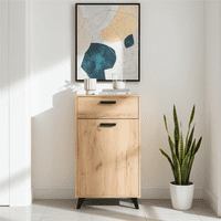 Priva Slim Narrow Sideboard Storage Unit in Grey Oak Effect