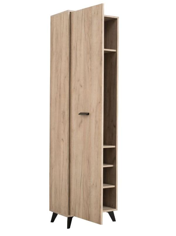 Priva Tall Slim Shallow Narrow Wardrobe In Grey Oak Effect
