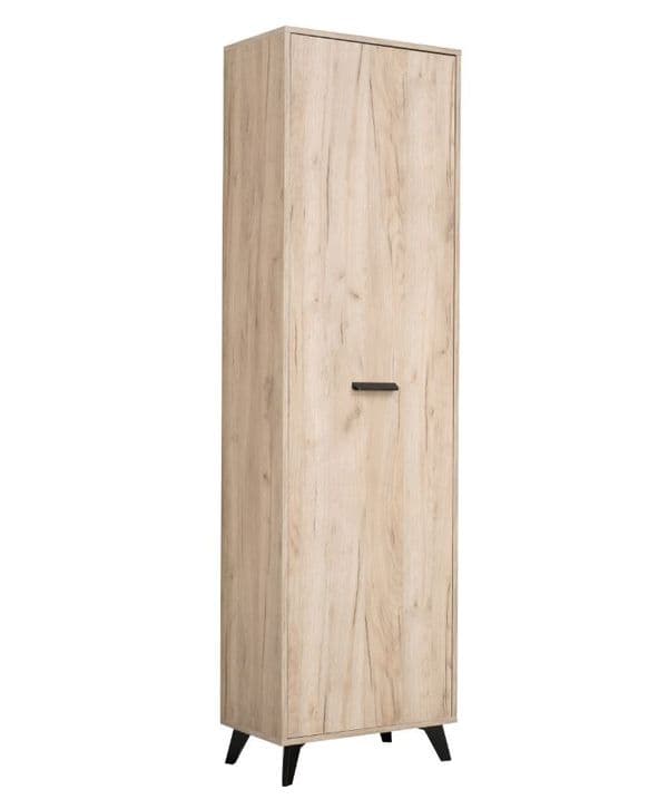 Priva Tall Slim Shallow Narrow Wardrobe In Grey Oak Effect