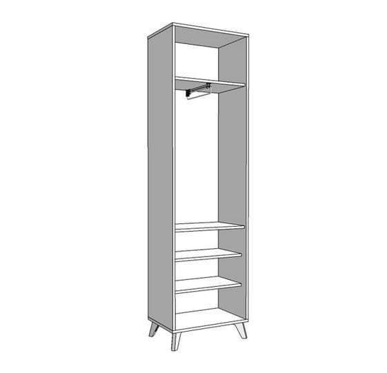 Priva Tall Slim Shallow Narrow Wardrobe In Grey Oak Effect