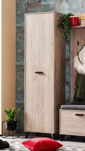 Priva Tall Slim Shallow Narrow Wardrobe In Grey Oak Effect
