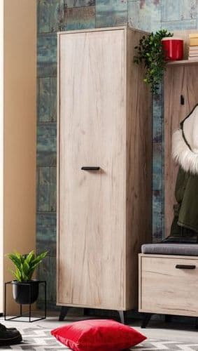 Priva Tall Slim Shallow Narrow Wardrobe In Grey Oak Effect