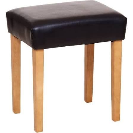 Puebla Brown Stool Faux Leather, Med Wood Leg ML200BR-M