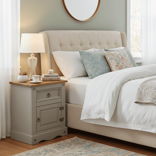 Puebla Grey Waxed Pine 1 Door 1 Drawer Bedside Cabinet CRG510