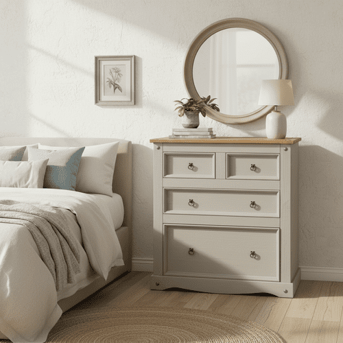 Puebla Grey Waxed Pine 2+2 Drawer Chest CRG512