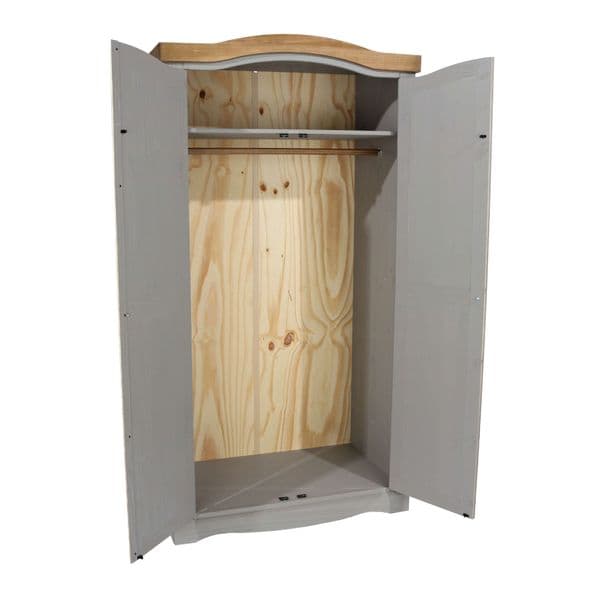 Puebla Grey Waxed Pine 2 Door Wardrobe CRG520