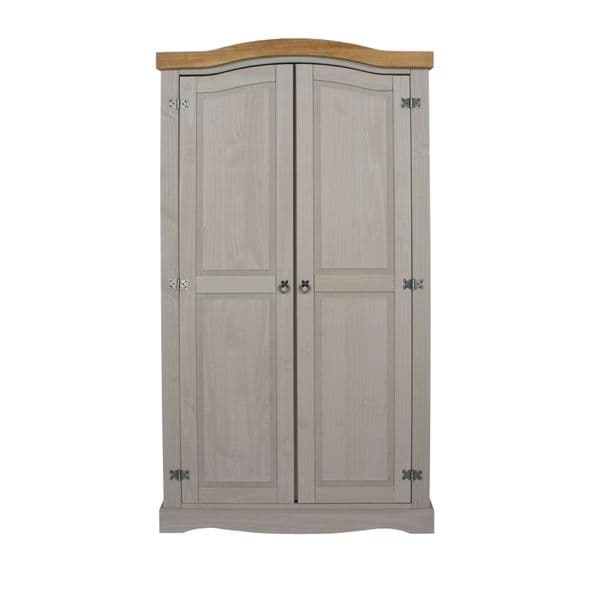 Puebla Grey Waxed Pine 2 Door Wardrobe CRG520