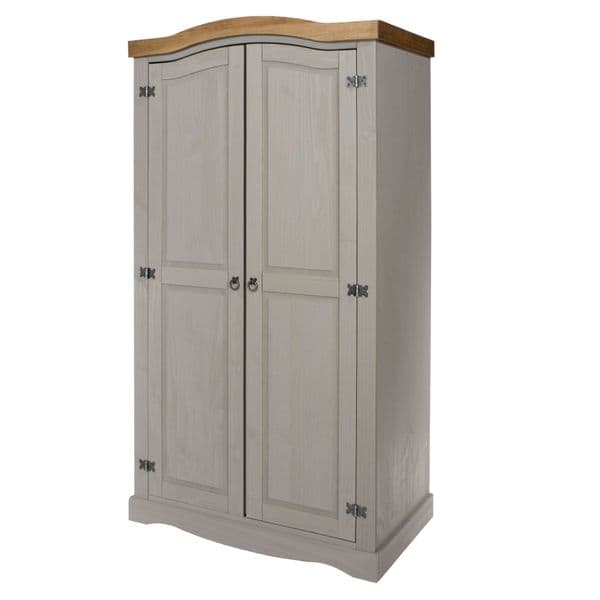 Puebla Grey Waxed Pine 2 Door Wardrobe CRG520