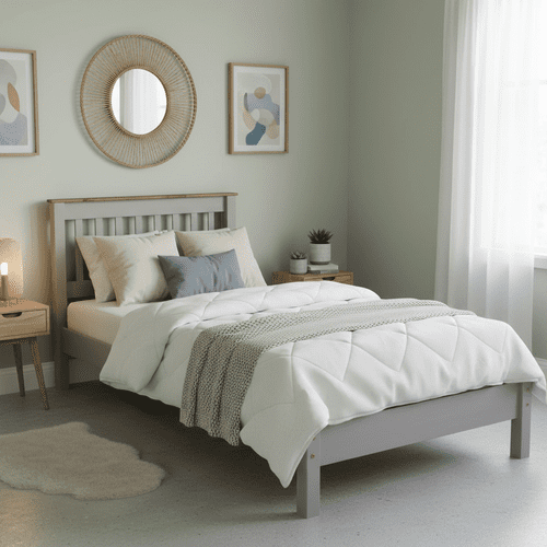 Puebla Grey Waxed Pine 3'0 Slatted Low End Bedstead CRG300LE
