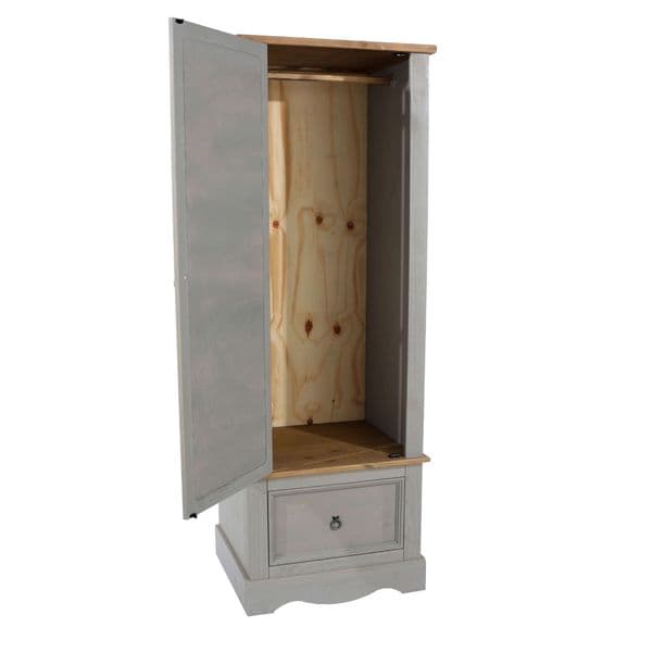 Puebla Grey Waxed Pine Armoire with Mirrored Door CRG525