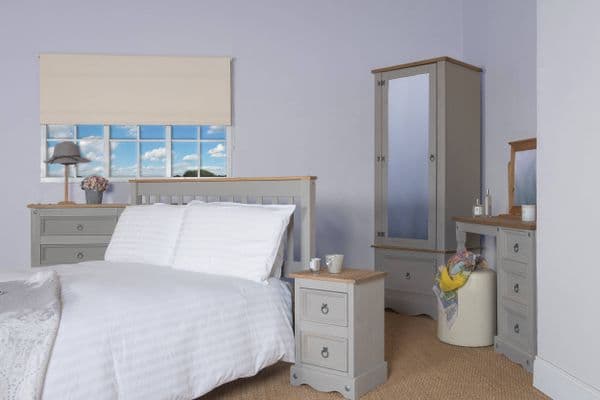 Puebla Grey Waxed Pine Armoire with Mirrored Door CRG525