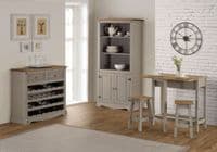 Puebla Grey Waxed Pine Breakfast Drop Leaf Table & 2 Stools Set CRGTBSET4