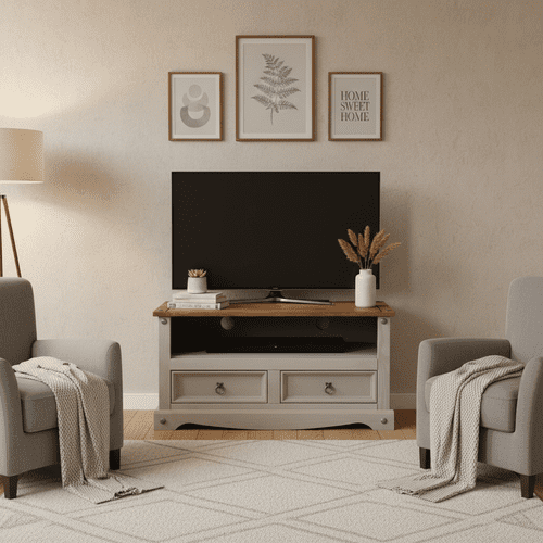 Puebla Grey Waxed Pine Flat Screen TV Unit CRG910