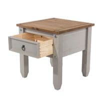 Puebla Grey Waxed Pine Lamp Table CRG906