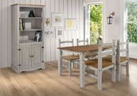 Puebla Grey Waxed Pine Large Rectangular Dining Table & 4 Chair Set CRGTBSET3