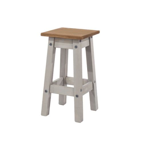 Puebla Grey Waxed Pine Low Kitchen Stool CRG106 (Pair)