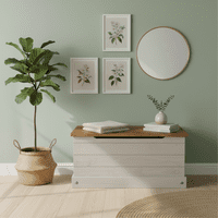 Puebla Grey Waxed Pine Ottoman Storage Box CRG540