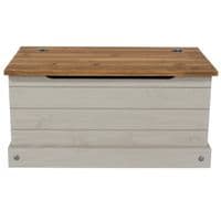 Puebla Grey Waxed Pine Ottoman Storage Box CRG540