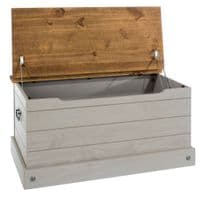 Puebla Grey Waxed Pine Ottoman Storage Box CRG540