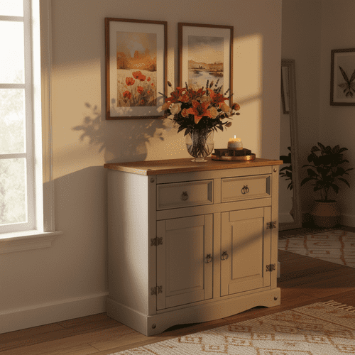 Puebla Grey Waxed Pine Small Sideboard CRG915