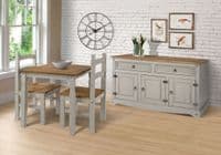 Puebla Grey Waxed Pine Square Dining Table & 2 Chair Set CRGTBSET1