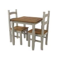 Puebla Grey Waxed Pine Square Dining Table & 2 Chair Set CRGTBSET1