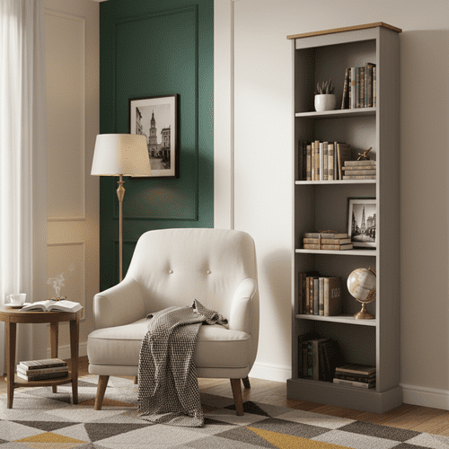 Puebla Grey Waxed Pine Tall Narrow Bookcase CRG946