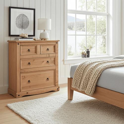 Puebla Waxed Pine 2+2 Drawer Chest CR512