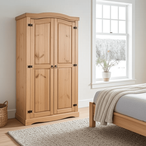 Puebla Waxed Pine 2 Door Wardrobe CR520